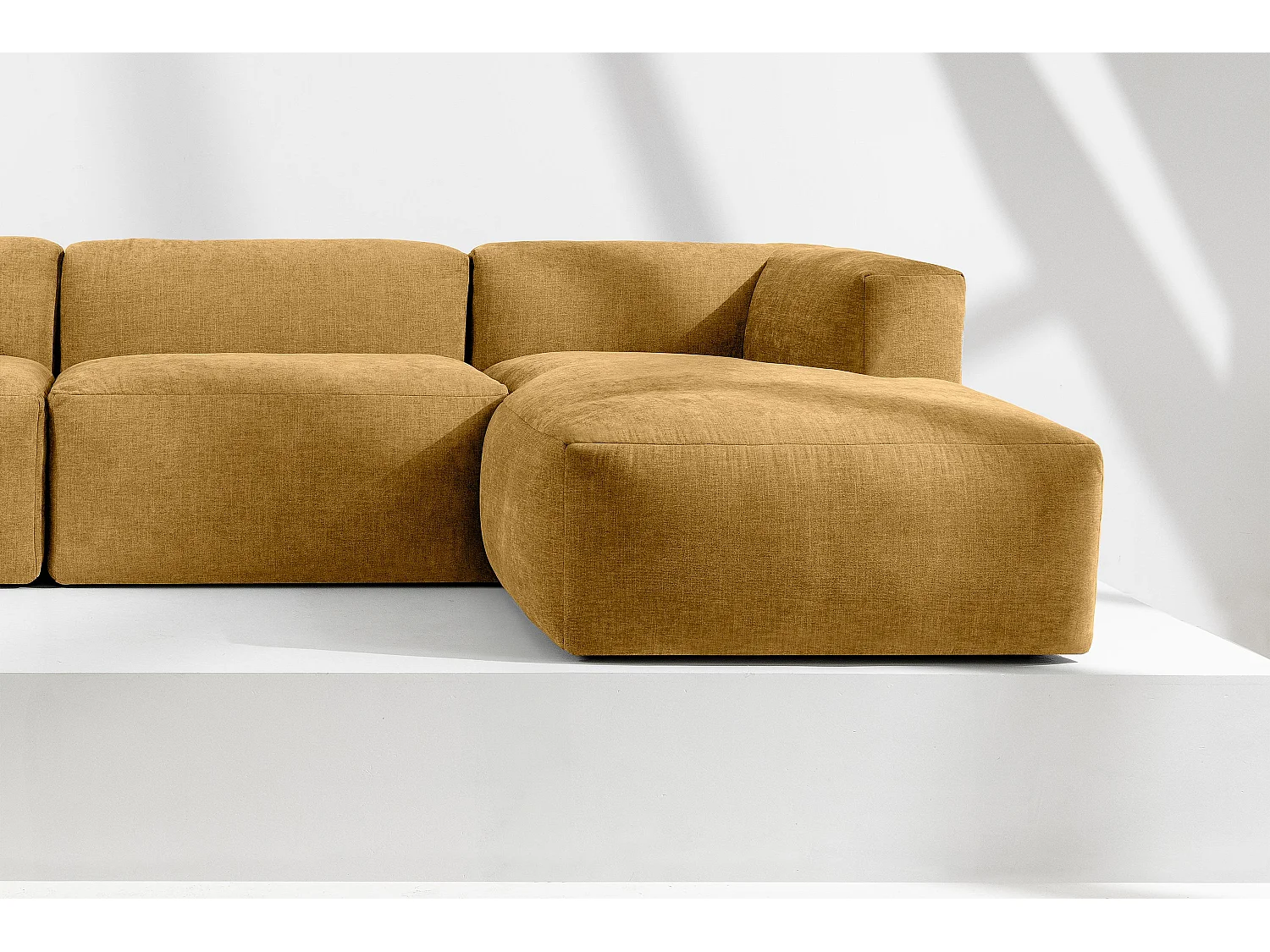 Ecksofa Rechts 6-Sitzer mit extrem weicher und bequemer Sitz - gelb - BUFFO