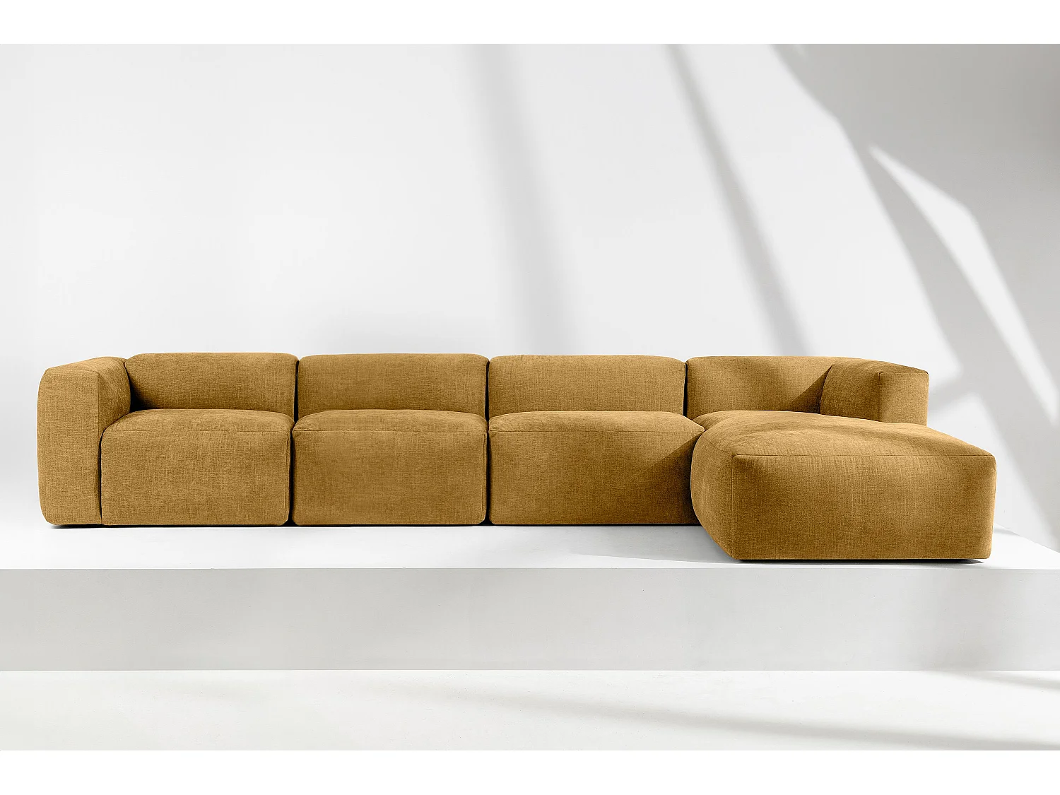Ecksofa Rechts 6-Sitzer mit extrem weicher und bequemer Sitz - gelb - BUFFO