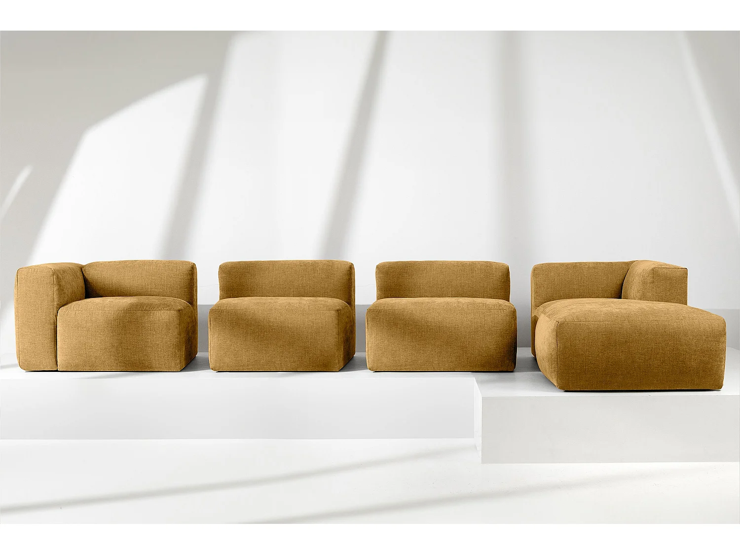 Ecksofa Rechts 6-Sitzer mit extrem weicher und bequemer Sitz - gelb - BUFFO