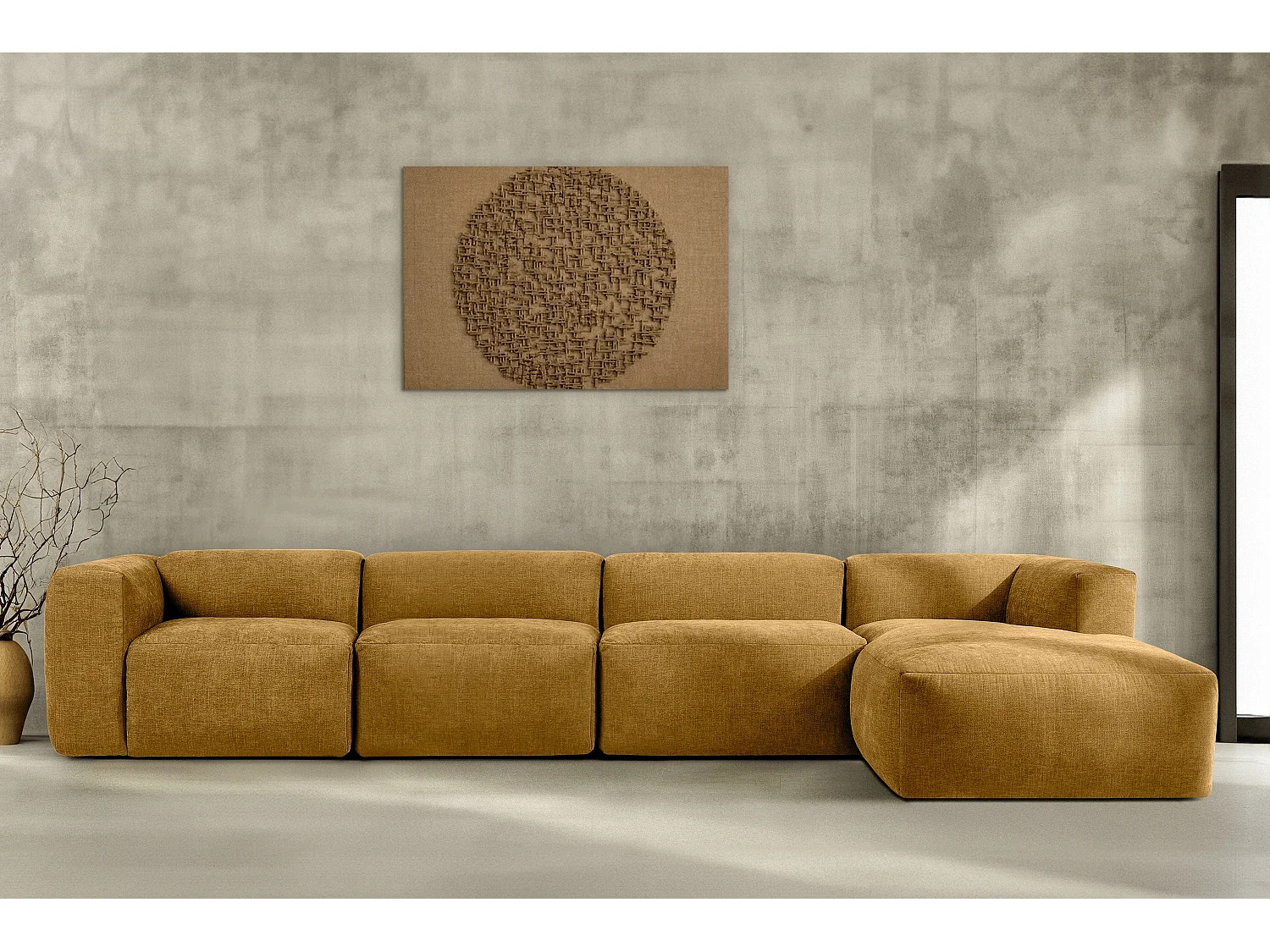 Ecksofa Rechts 6-Sitzer mit extrem weicher und bequemer Sitz - gelb - BUFFO