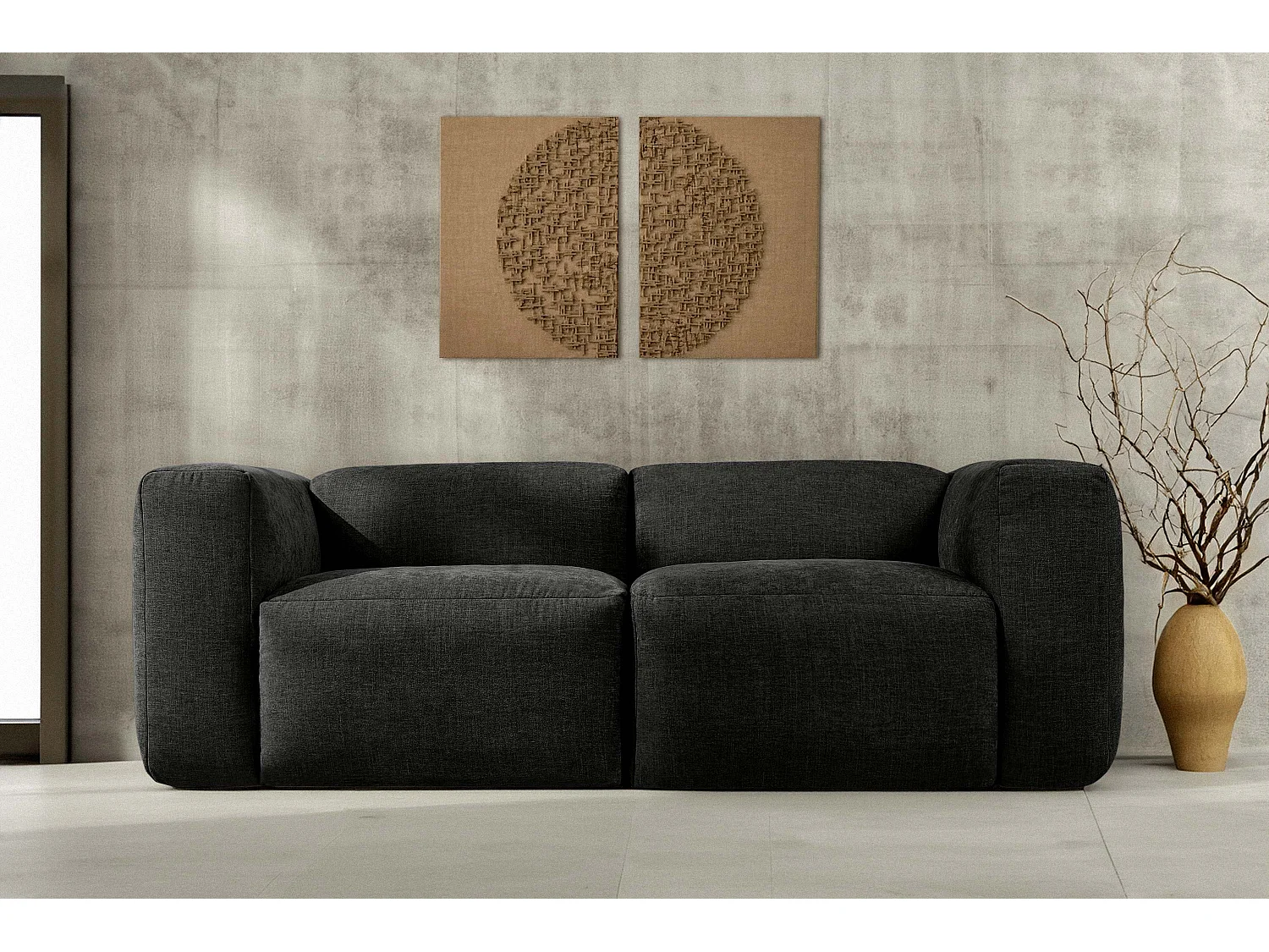 Sofa 2 Sitzer mit extrem weicher und bequemer Sitz - Grau - BUFFO