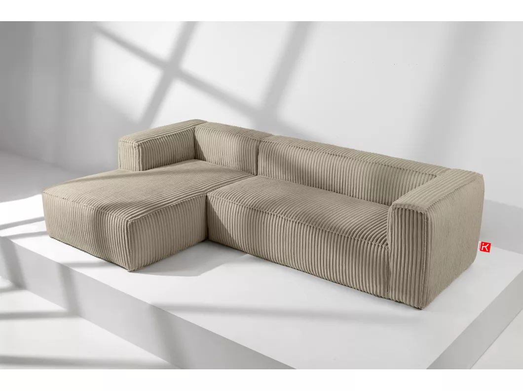 Kauf Unique Modernes Ecksofa Links aus breitem Cordstoff - beige - FEROX