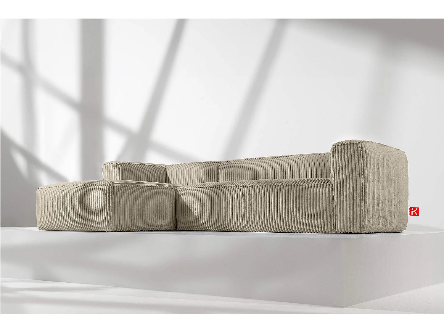 Modernes Ecksofa Links aus breitem Cordstoff - beige - FEROX