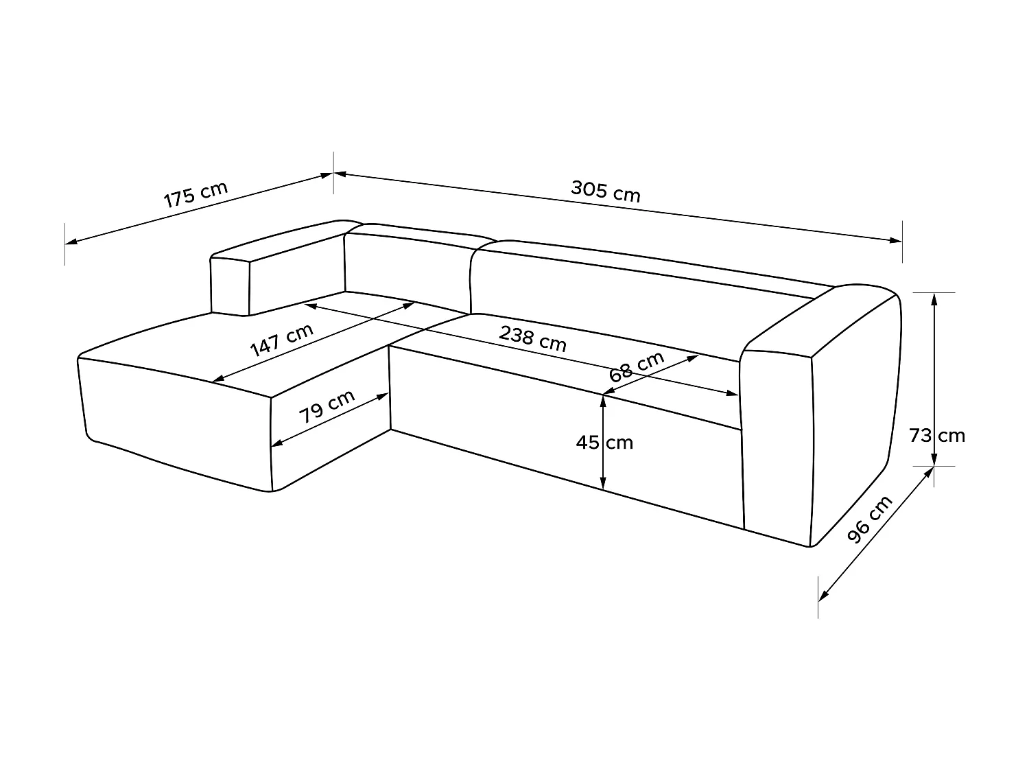 Modernes Ecksofa Links aus breitem Cordstoff - beige - FEROX