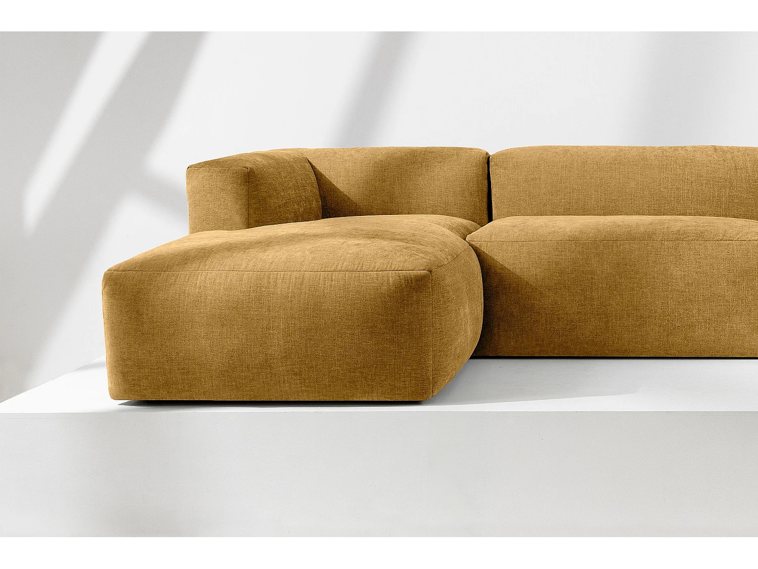 Ecksofa Links 3/4 Sitzer mit extrem weicher und bequemer Sitz - gelb - BUFFO