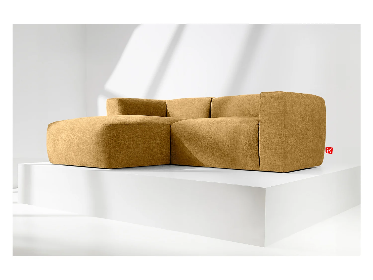 Canapé d'angle gauche 3/4 places avec assise extrêmement moelleuse et confortable - jaune - BUFFO
