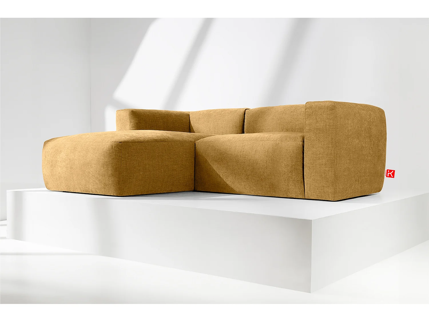 Ecksofa Links 3/4 Sitzer mit extrem weicher und bequemer Sitz - gelb - BUFFO