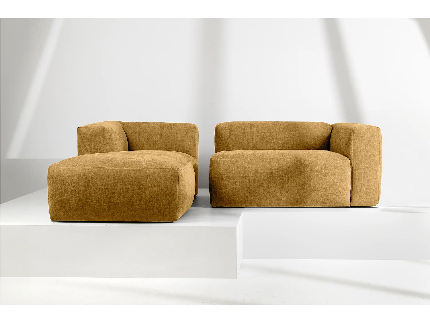 Ecksofa Links 3/4 Sitzer mit extrem weicher und bequemer Sitz - gelb - BUFFO