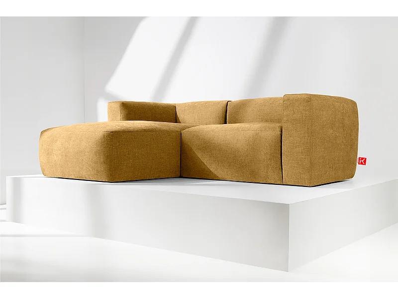 Ecksofa Links 3/4 Sitzer mit extrem weicher und bequemer Sitz - gelb - BUFFO
