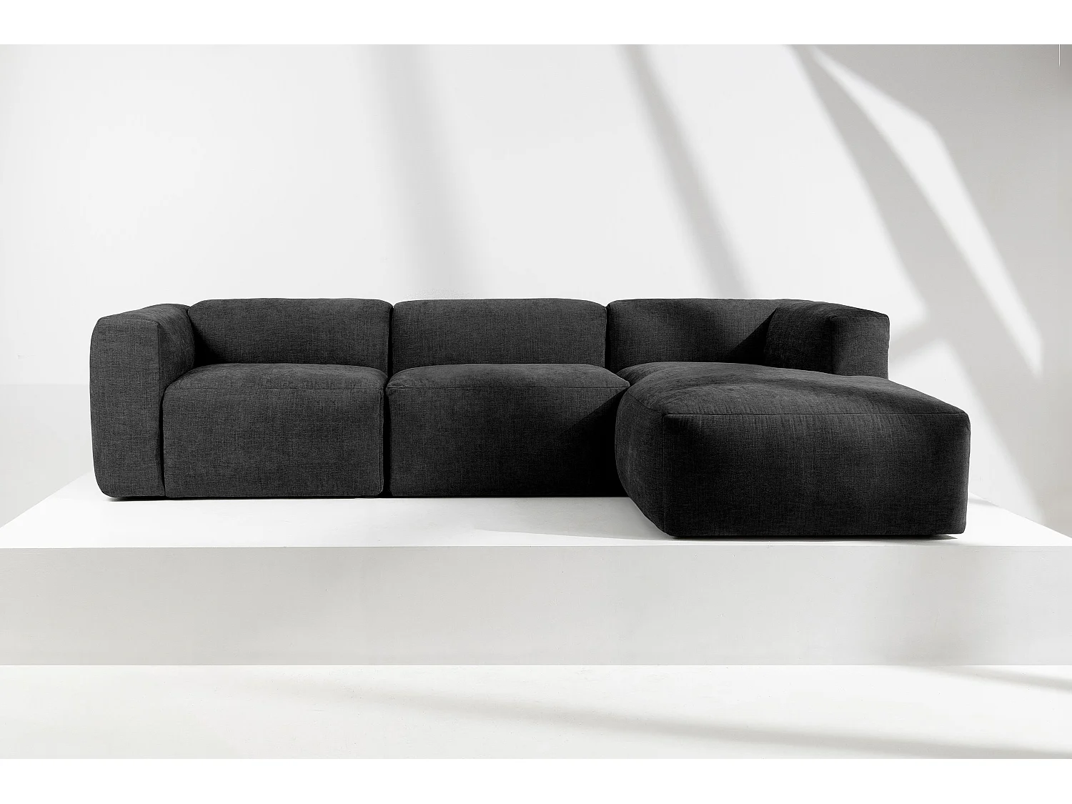 Ecksofa Rechts mit extrem weicher und bequemer Sitz - grau - BUFFO