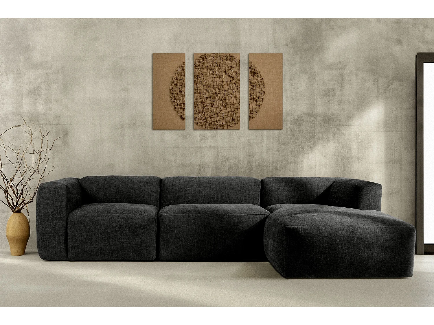 Ecksofa Rechts mit extrem weicher und bequemer Sitz - grau - BUFFO