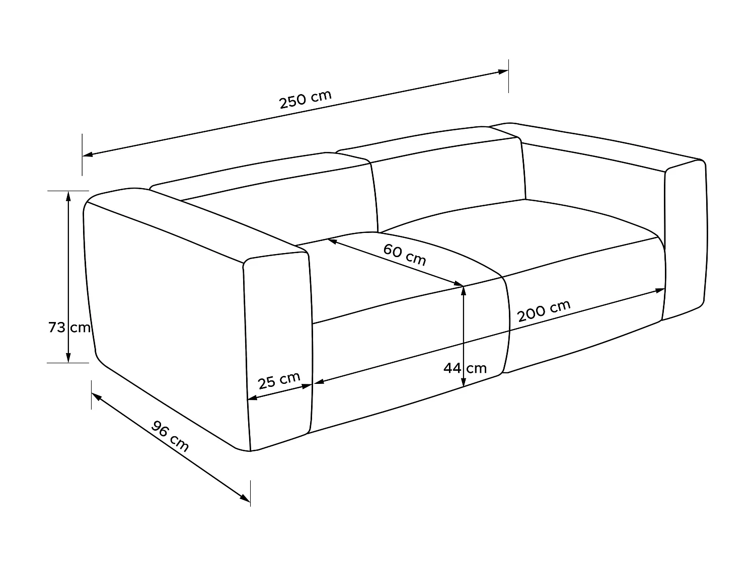 Canapé 2,5 places avec assise extrêmement moelleuse et confortable - couleur écru - BUFFO