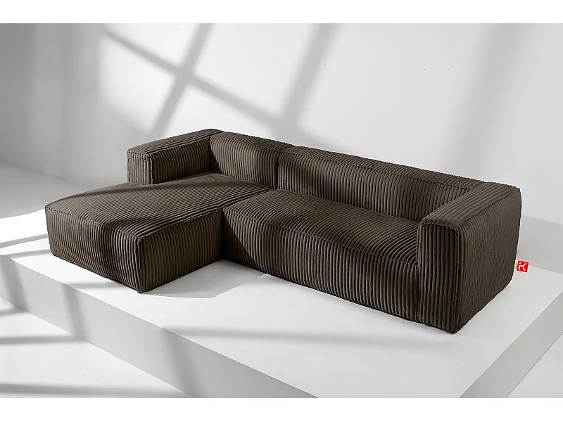 Modernes Ecksofa Links aus breitem Cordstoff - braun - FEROX