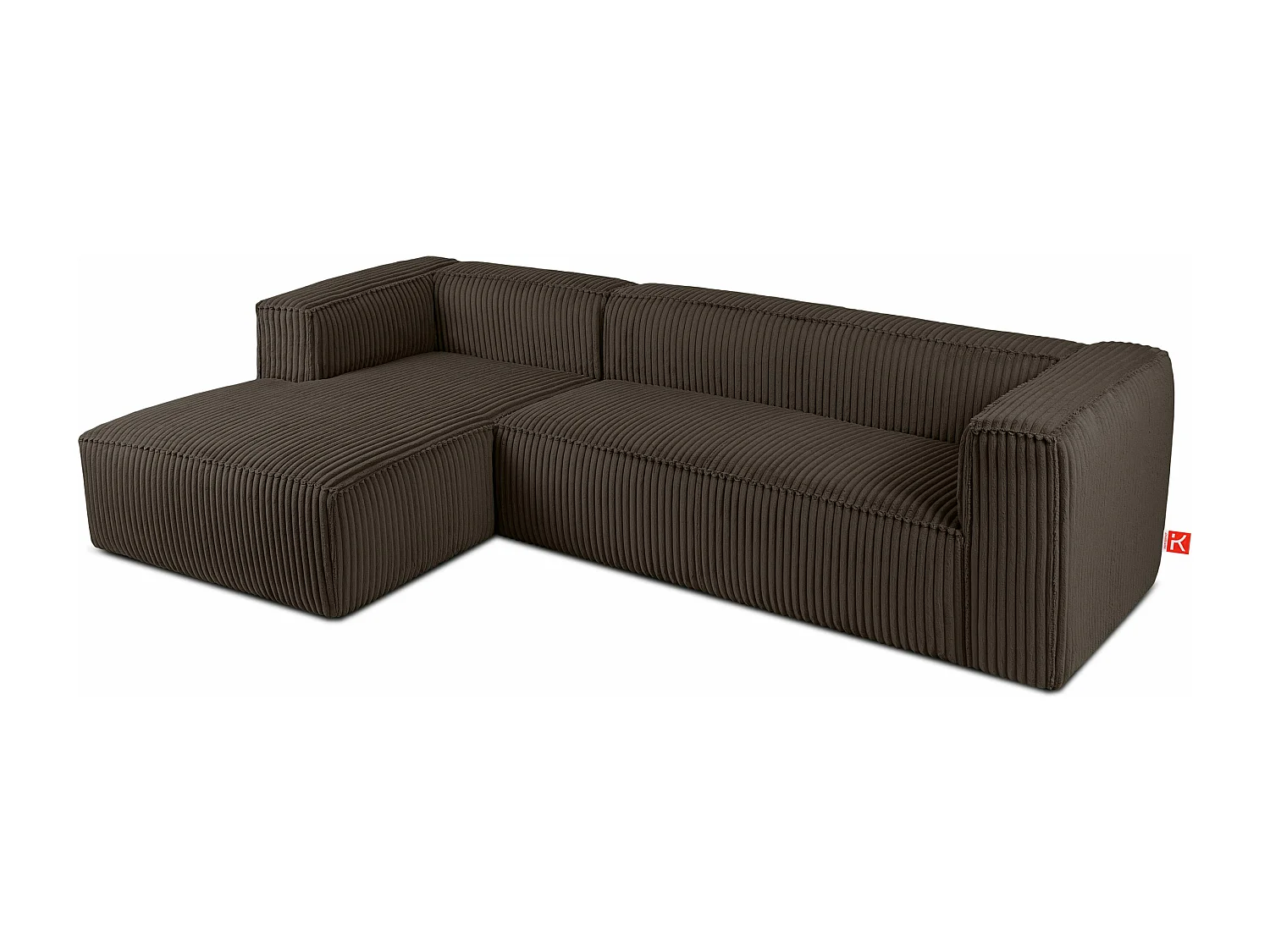 Modernes Ecksofa Links aus breitem Cordstoff - braun - FEROX