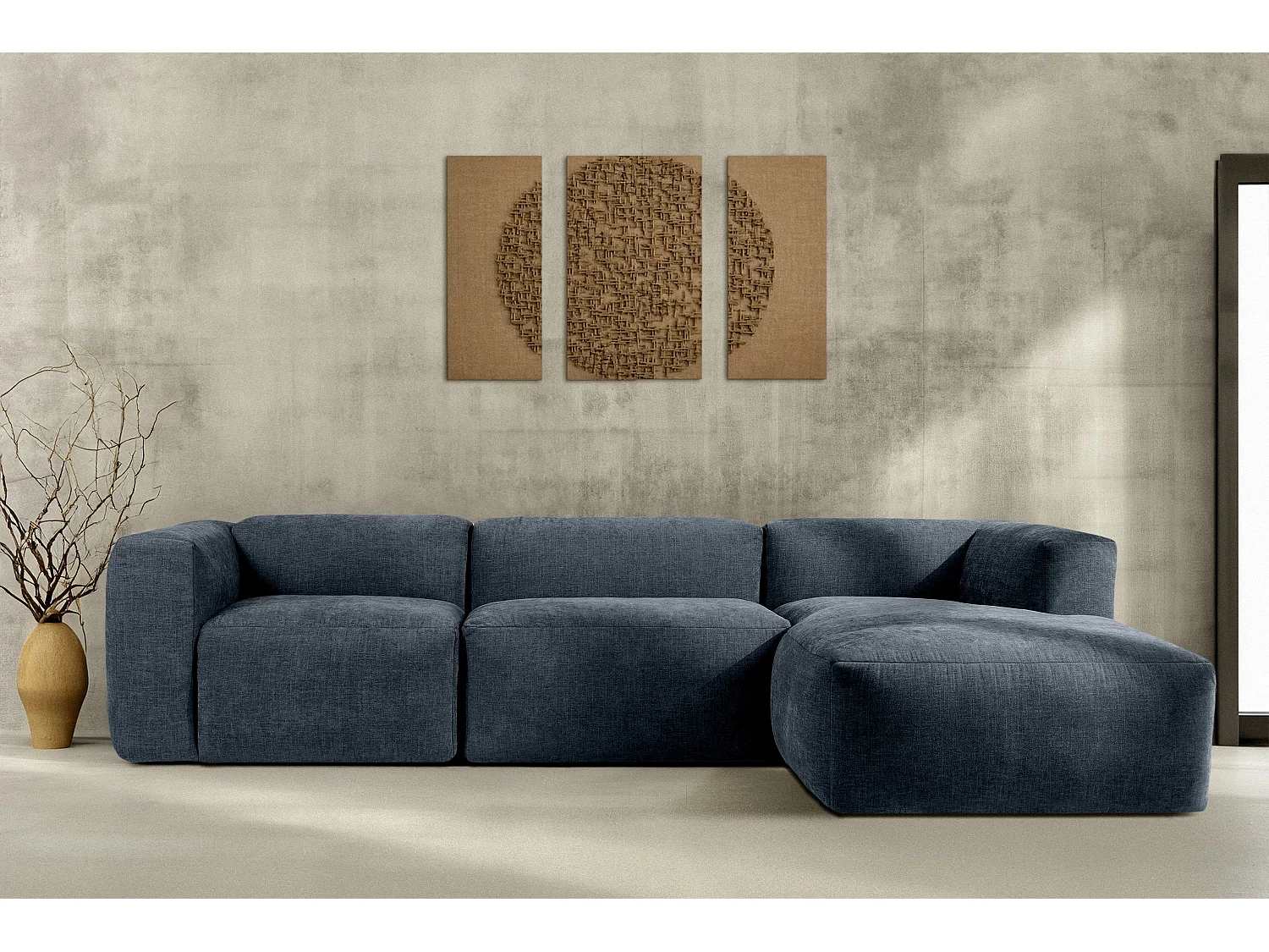 Ecksofa Rechts mit extrem weicher und bequemer Sitz - dunkelblau - BUFFO