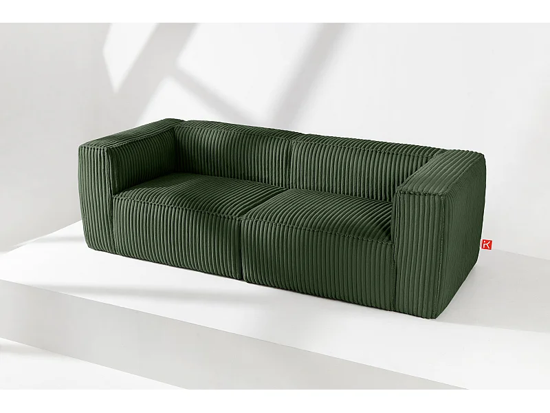 Modernes Sofa 3 Sitzer aus breitem Cordstoff - dunkelgrün - FEROX