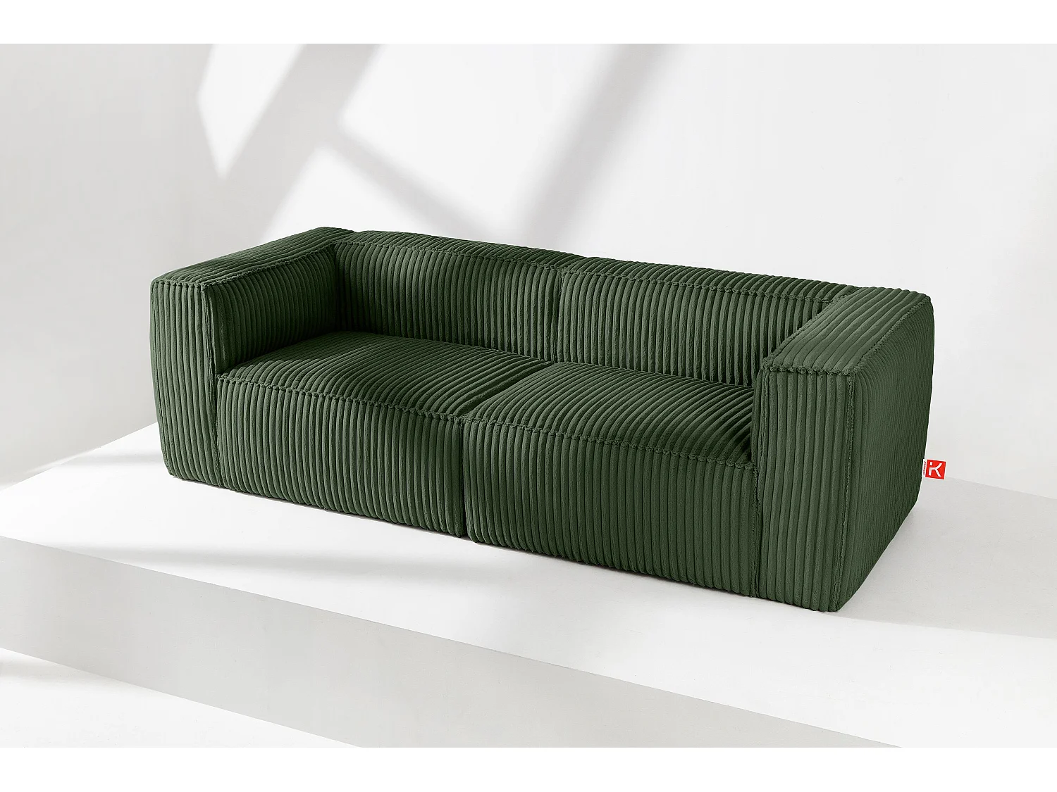 Modernes Sofa 3 Sitzer aus breitem Cordstoff - dunkelgrün - FEROX