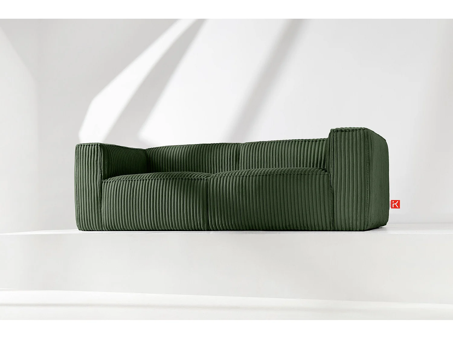 Modernes Sofa 3 Sitzer aus breitem Cordstoff - dunkelgrün - FEROX