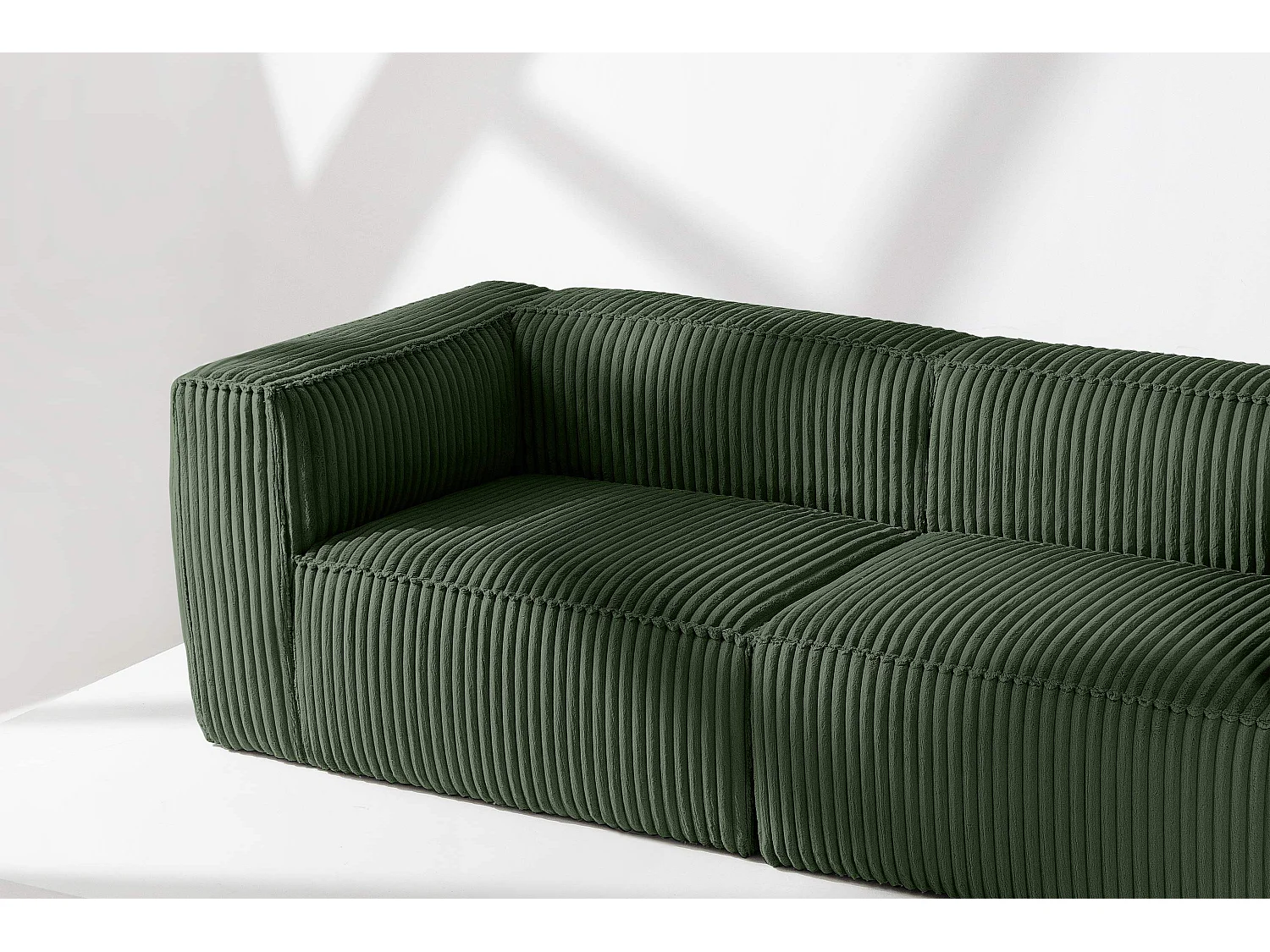 Modernes Sofa 3 Sitzer aus breitem Cordstoff - dunkelgrün - FEROX