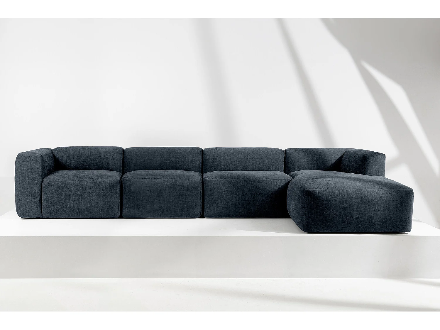 Ecksofa Rechts 6-Sitzer mit extrem weicher und bequemer Sitz - blau - BUFFO