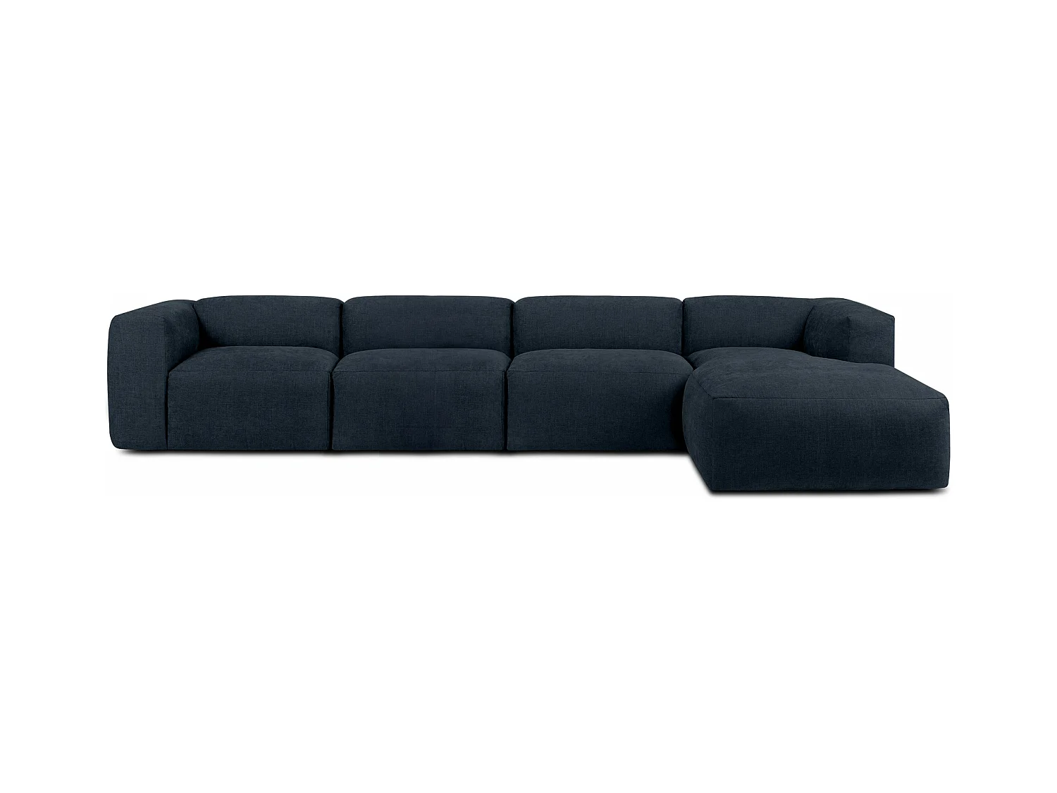 Canapé d'angle droit 6 places avec assise extrêmement moelleuse et confortable - bleu - BUFFO