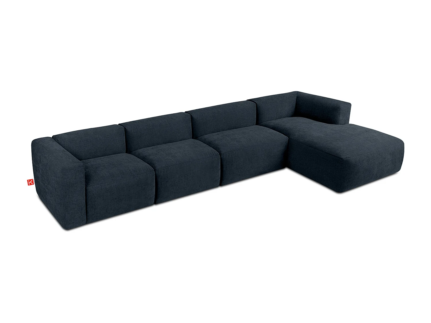 Ecksofa Rechts 6-Sitzer mit extrem weicher und bequemer Sitz - blau - BUFFO