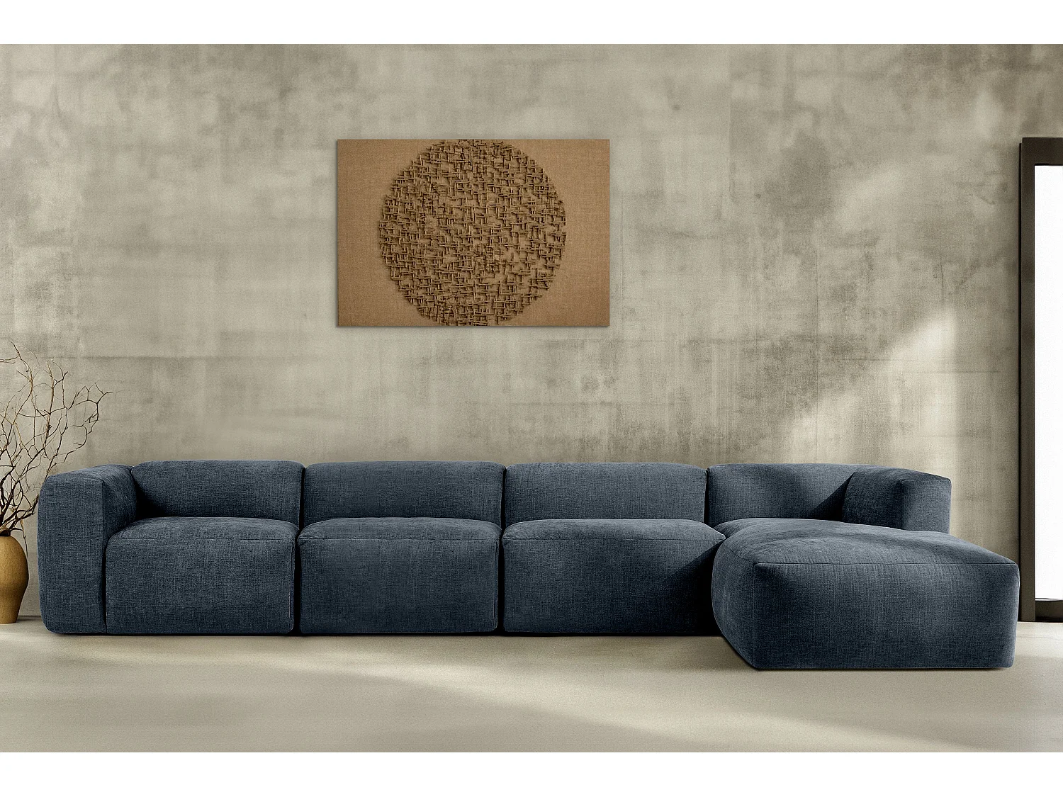 Ecksofa Rechts 6-Sitzer mit extrem weicher und bequemer Sitz - blau - BUFFO