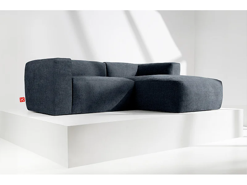 Ecksofa Rechts 3/4 Sitzer mit extrem weicher und bequemer Sitz - blau - BUFFO