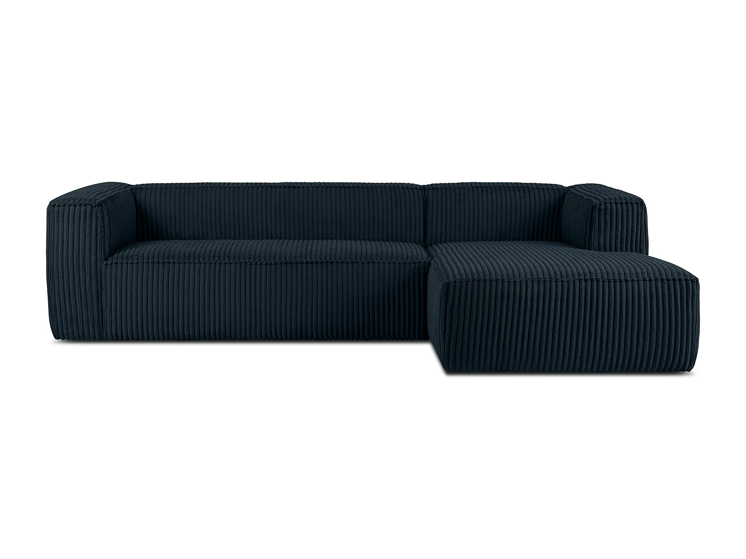 Modernes Ecksofa Rechts aus breitem Cordstoff - marineblau - FEROX