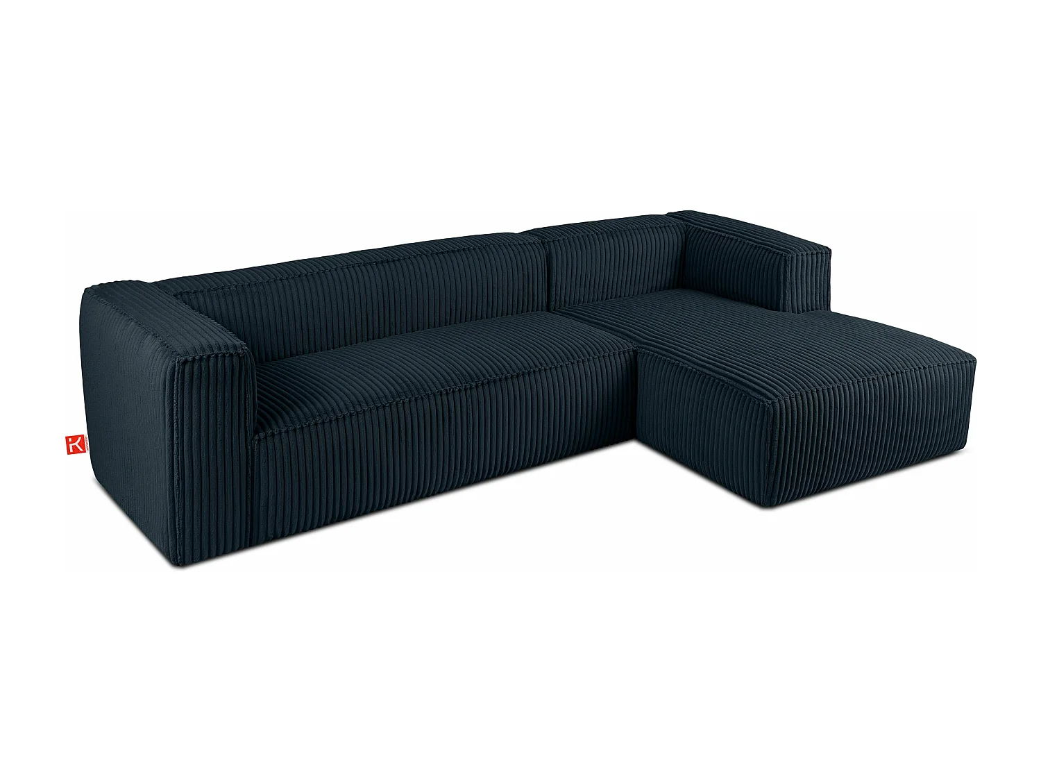 Modernes Ecksofa Rechts aus breitem Cordstoff - marineblau - FEROX