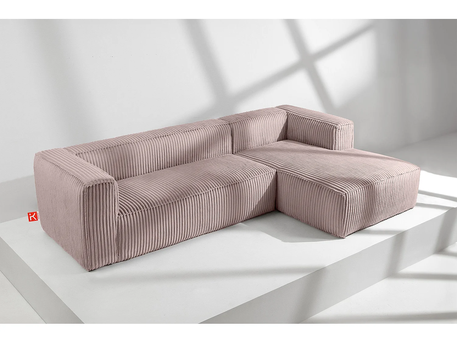 Modernes Ecksofa Rechts aus breitem Cordstoff - rosa - FEROX