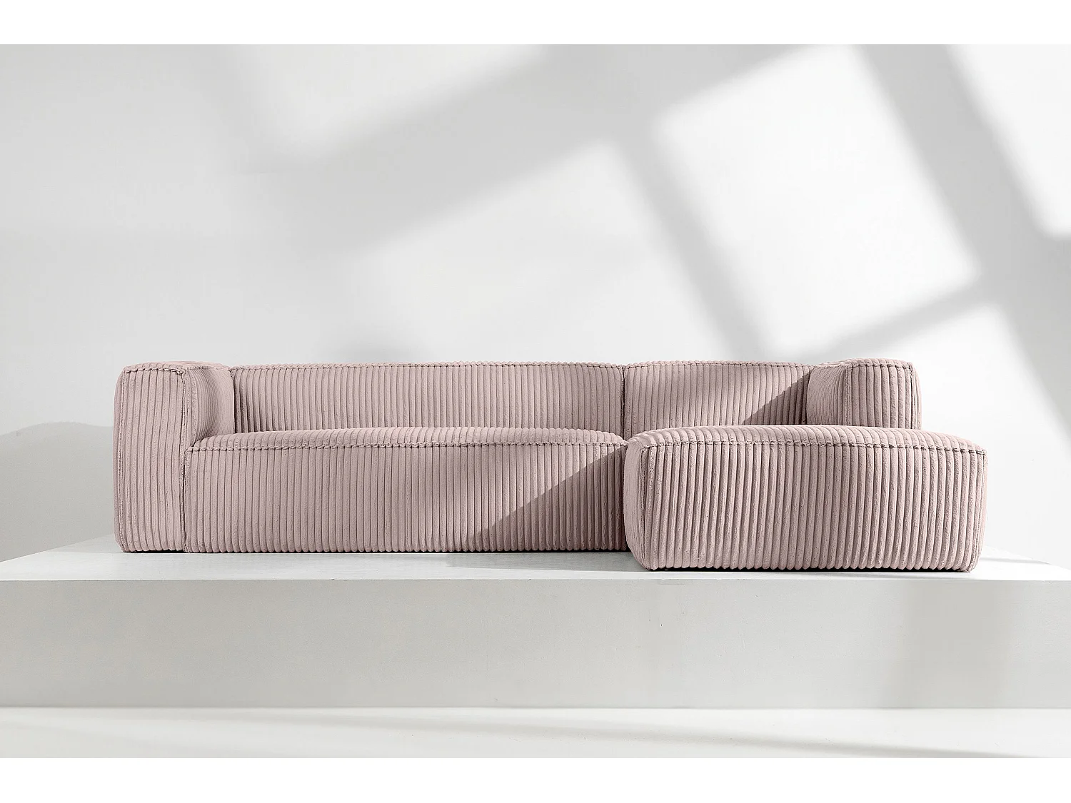 Modernes Ecksofa Rechts aus breitem Cordstoff - rosa - FEROX