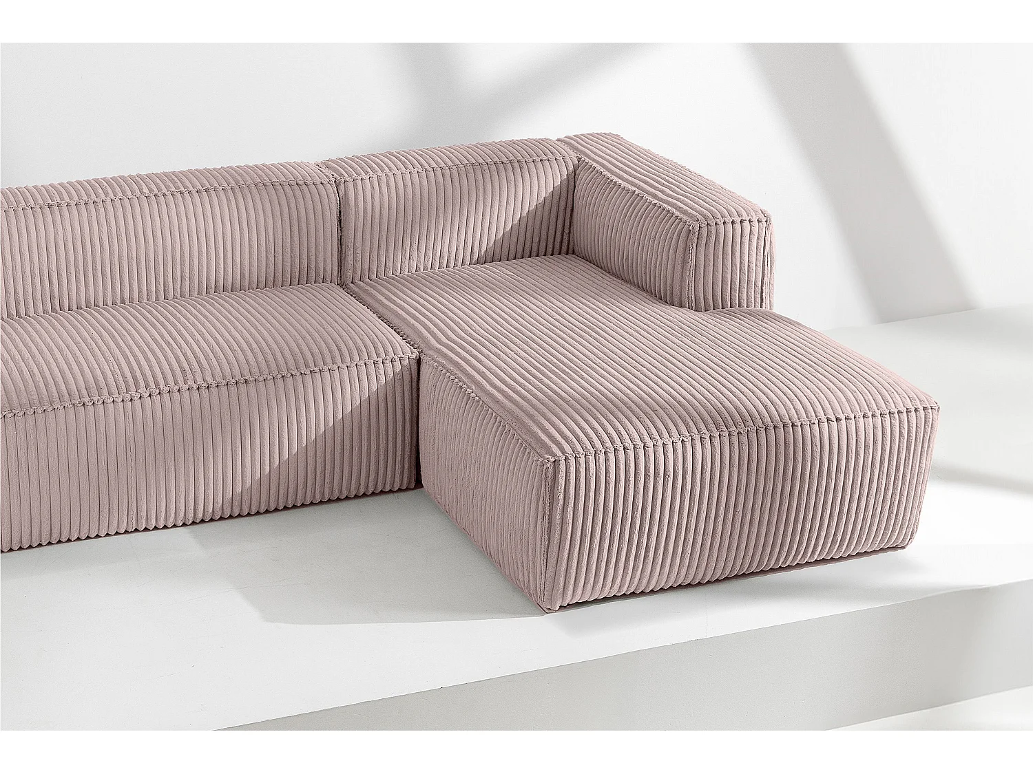Modernes Ecksofa Rechts aus breitem Cordstoff - rosa - FEROX