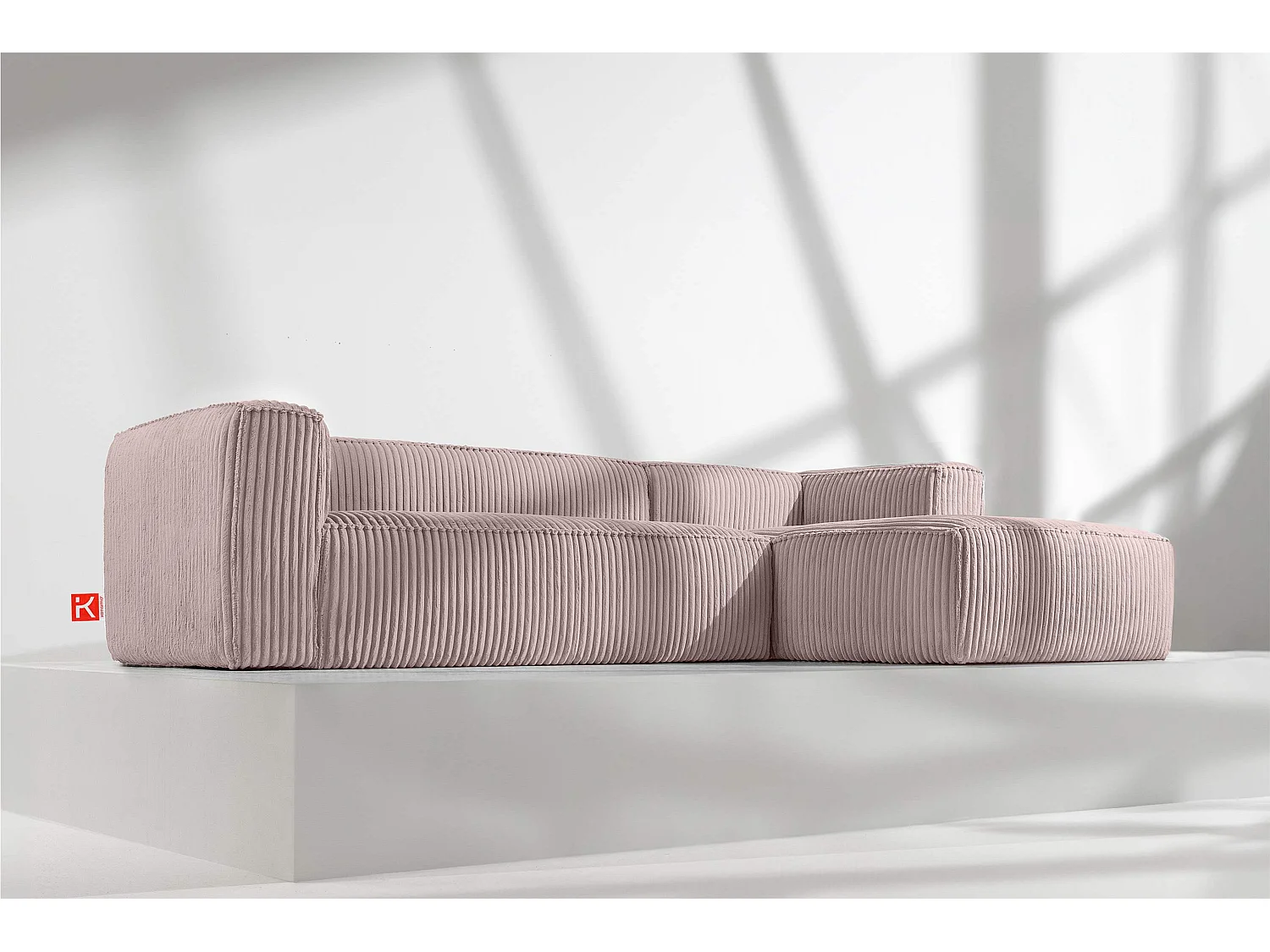 Modernes Ecksofa Rechts aus breitem Cordstoff - rosa - FEROX