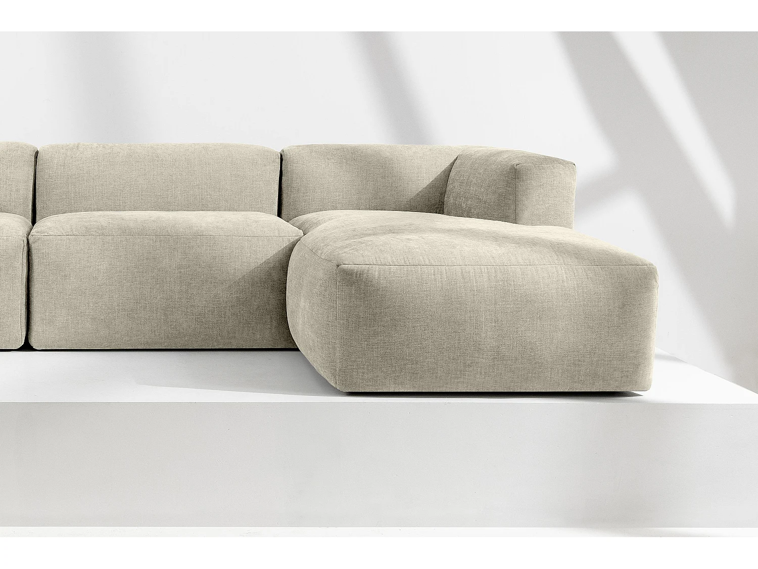 Ecksofa Rechts mit extrem weicher und bequemer Sitz - ecrufarben - BUFFO