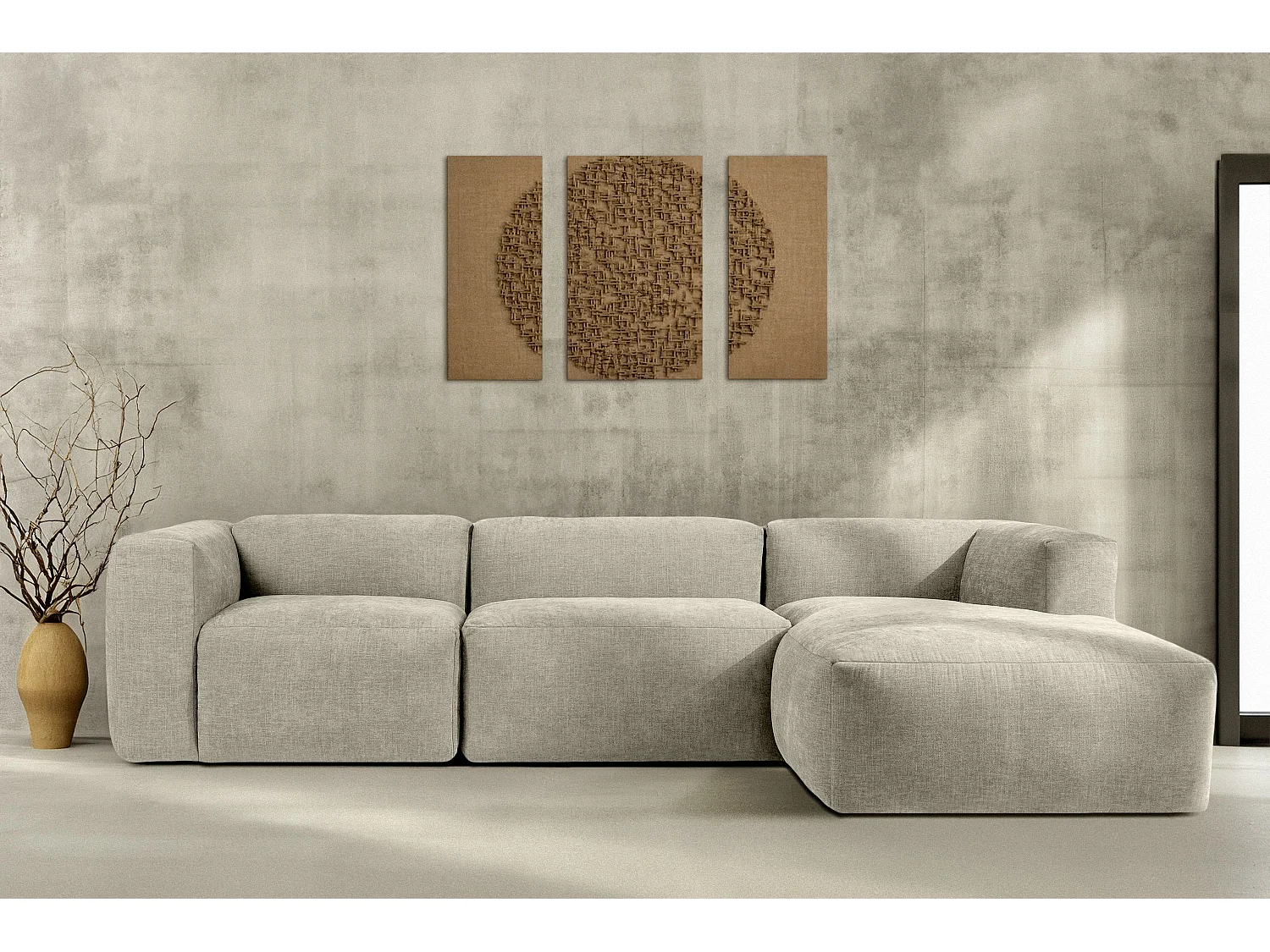 Ecksofa Rechts mit extrem weicher und bequemer Sitz - ecrufarben - BUFFO