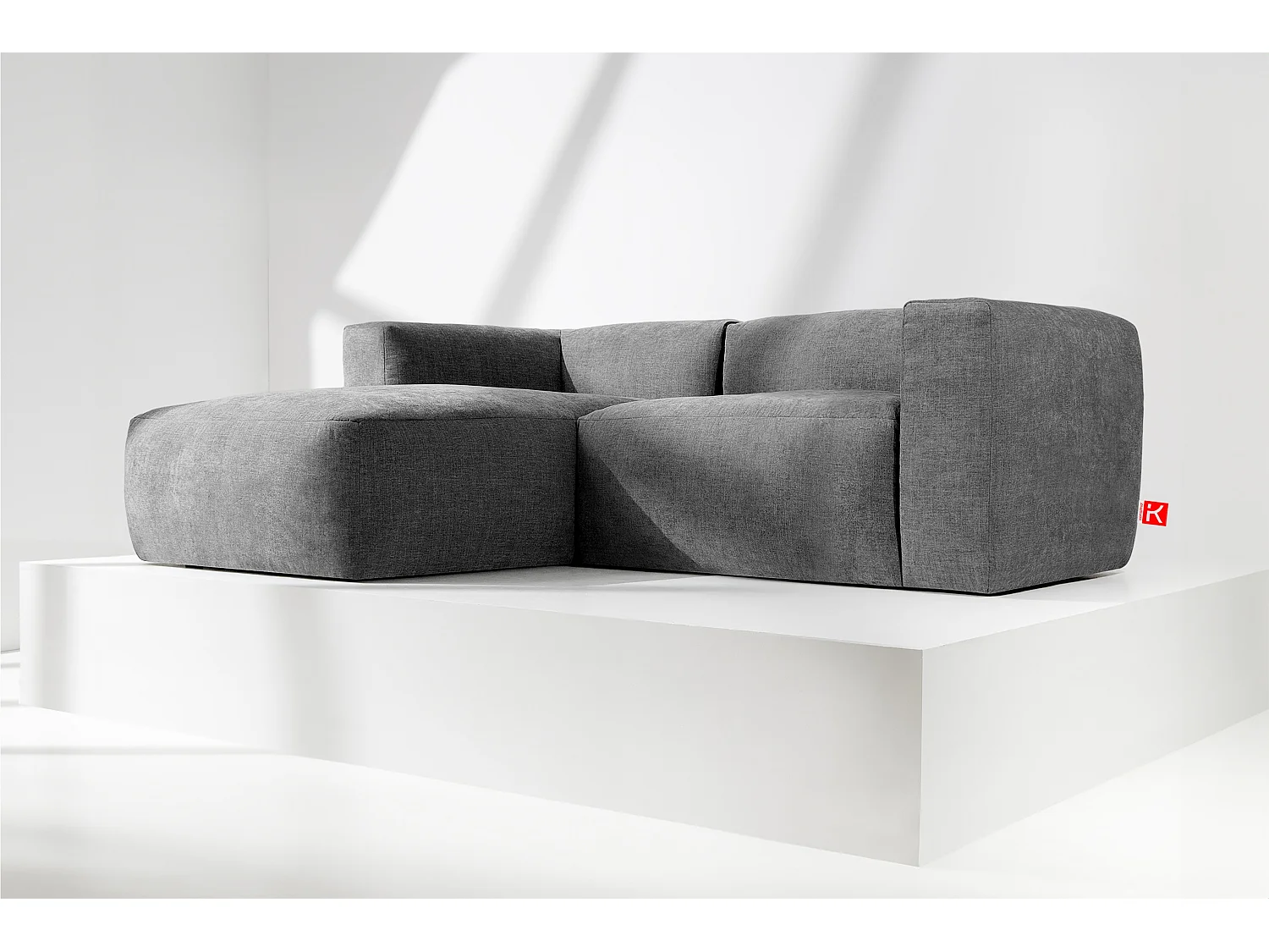 Ecksofa Links 3/4 Sitzer mit extrem weicher und bequemer Sitz - grau - BUFFO