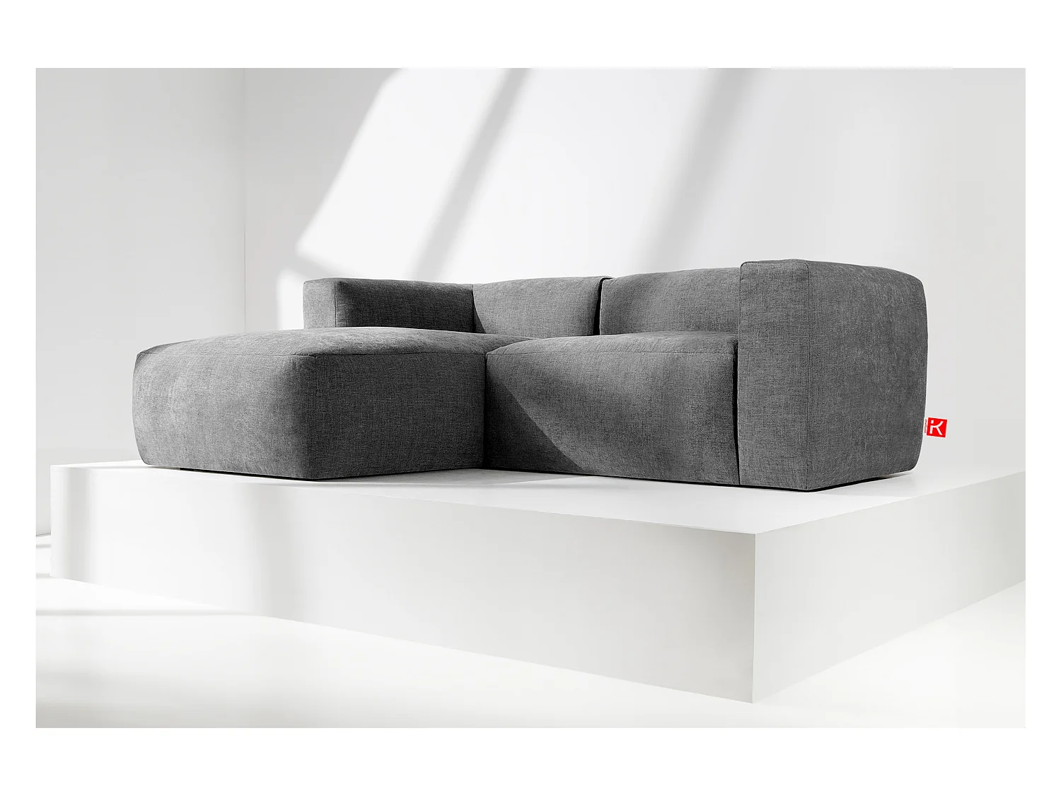 Canapé d'angle gauche 3/4 places avec assise extrêmement moelleuse et confortable - gris - BUFFO