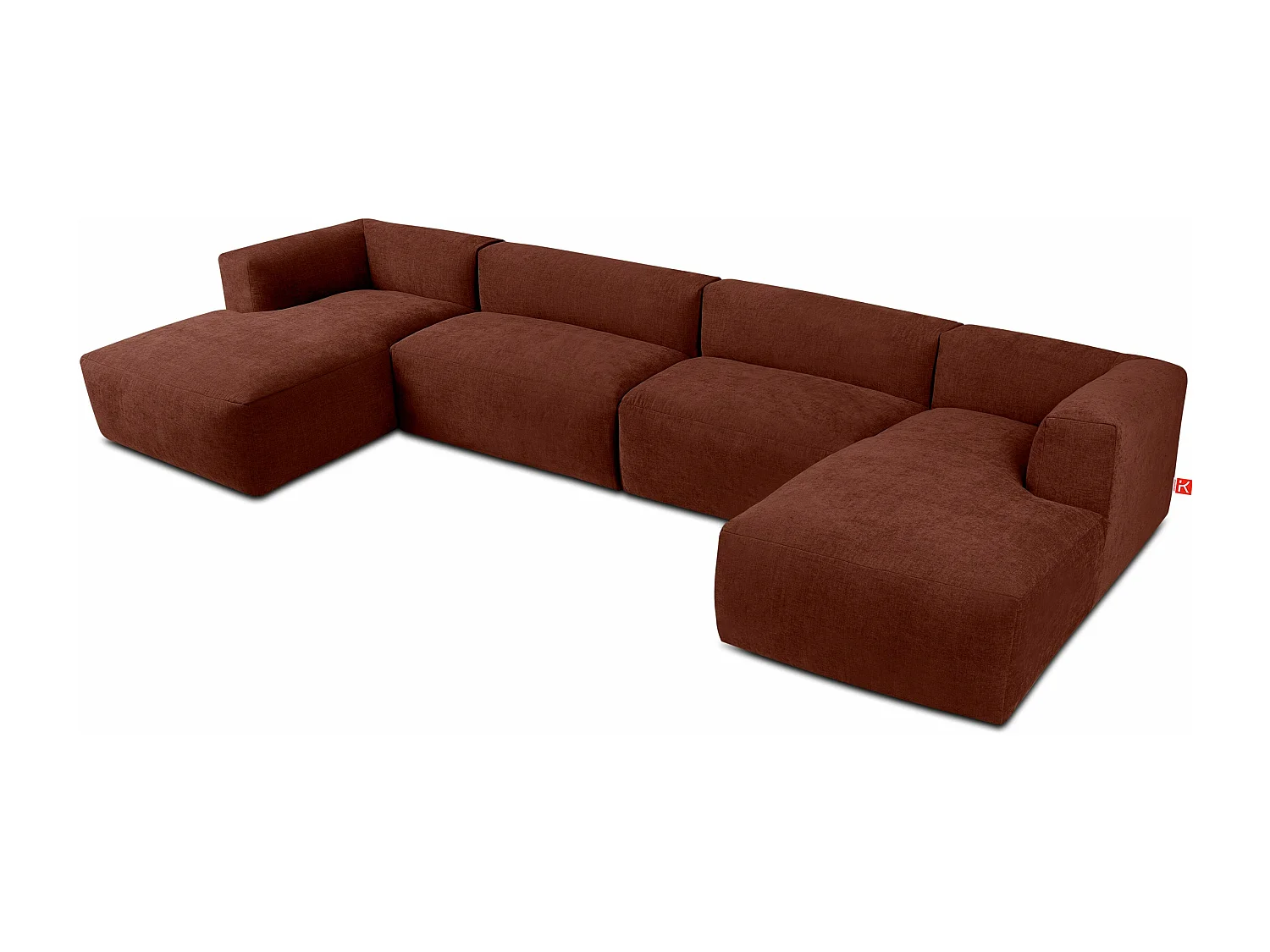 7/8 Sitzer Panorama-Ecksofa mit extrem weicher Sitz - orange - BUFFO
