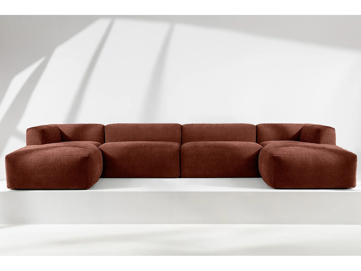 7/8 Sitzer Panorama-Ecksofa mit extrem weicher Sitz - orange - BUFFO