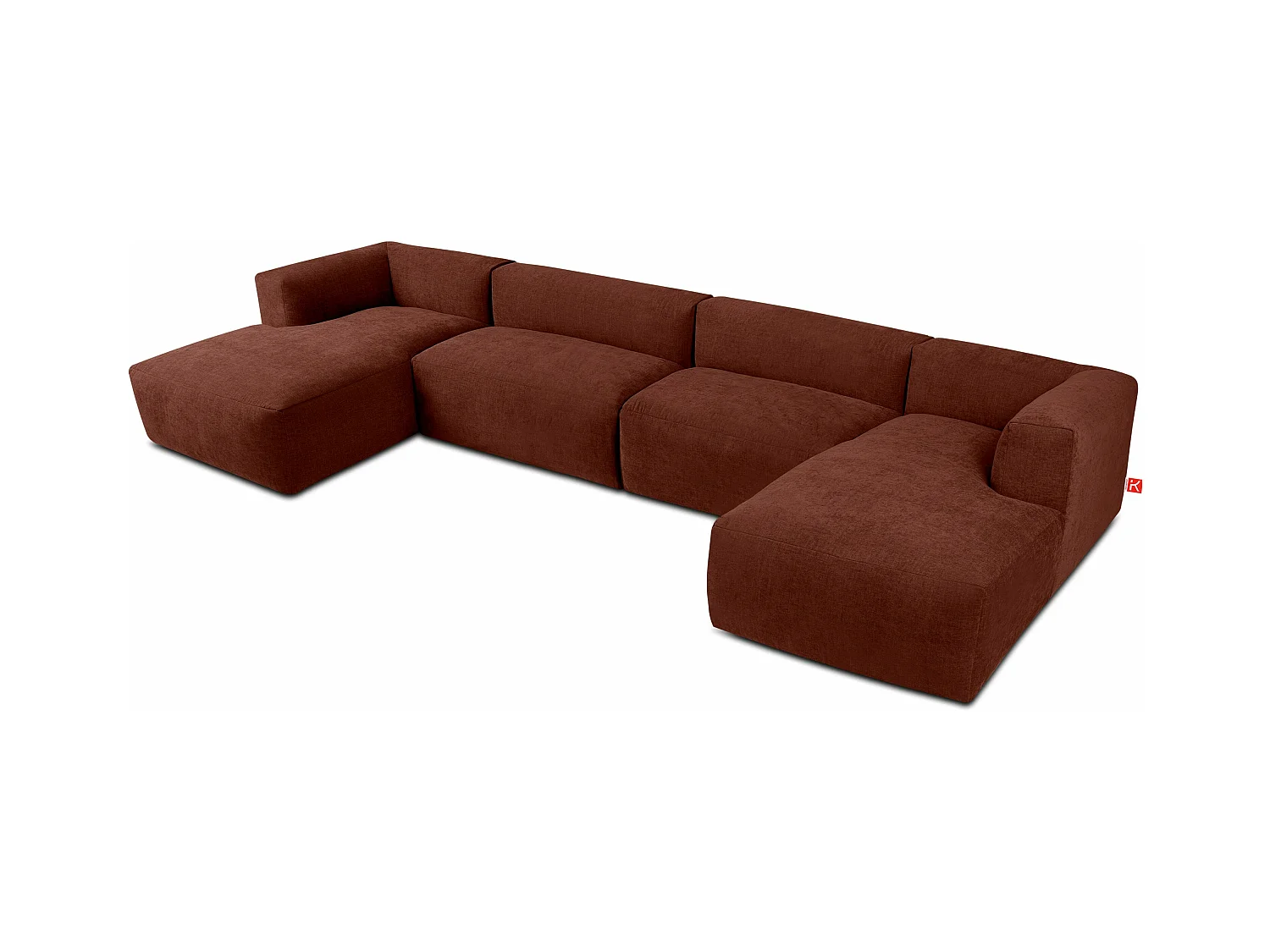 Canapé d'angle panoramique 7/8 places avec assise extrêmement moelleuse - orange - BUFFO