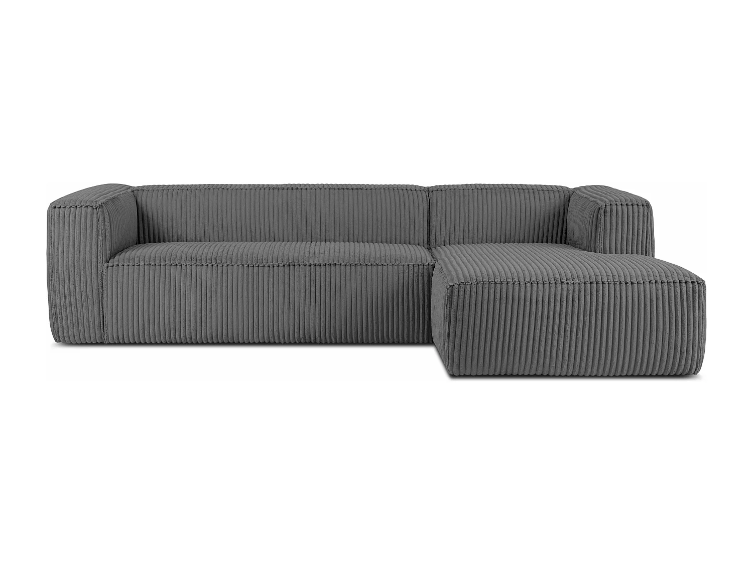 Modernes Ecksofa Rechts aus breitem Cordstoff - dunkelgrau - FEROX