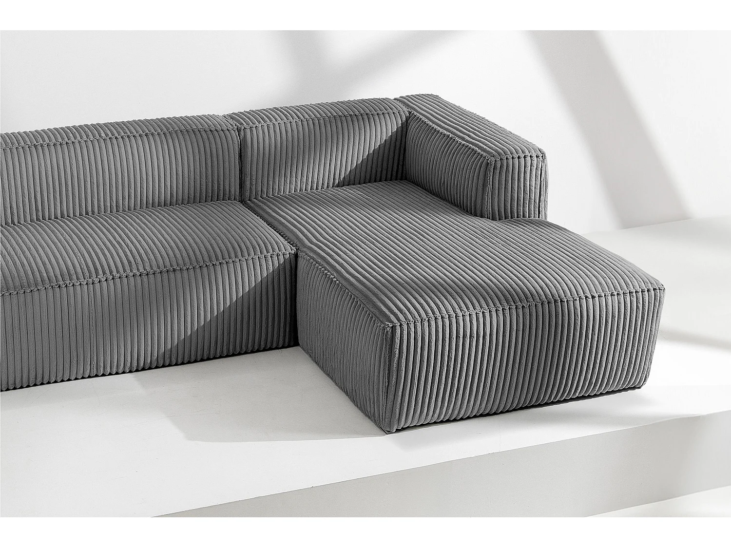 Modernes Ecksofa Rechts aus breitem Cordstoff - dunkelgrau - FEROX