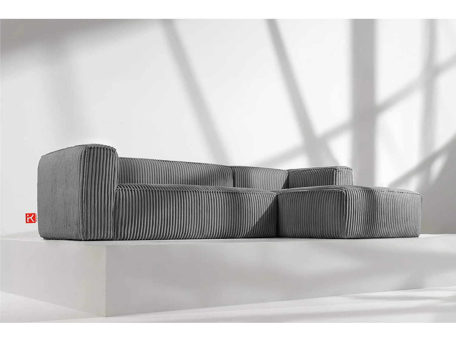 Modernes Ecksofa Rechts aus breitem Cordstoff - dunkelgrau - FEROX