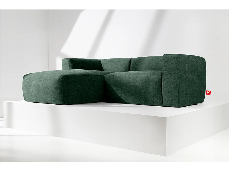 Ecksofa Links 3/4 Sitzer mit extrem weicher und bequemer Sitz - blau - BUFFO