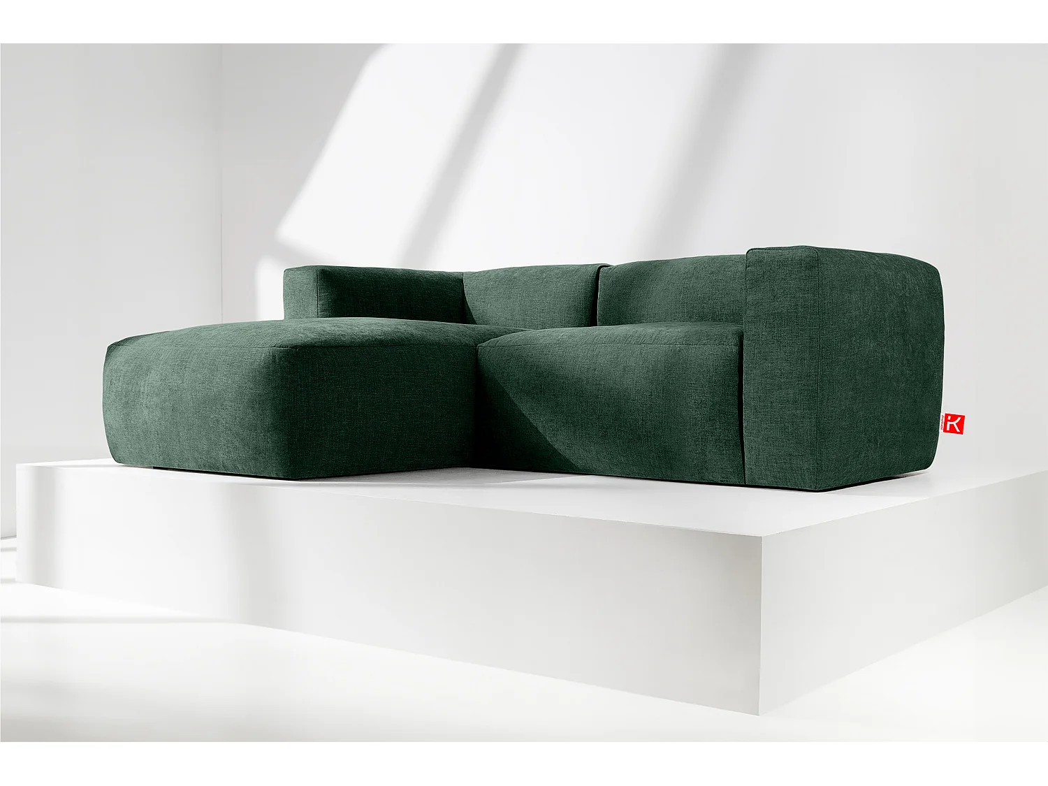 Ecksofa Links 3/4 Sitzer mit extrem weicher und bequemer Sitz - blau - BUFFO