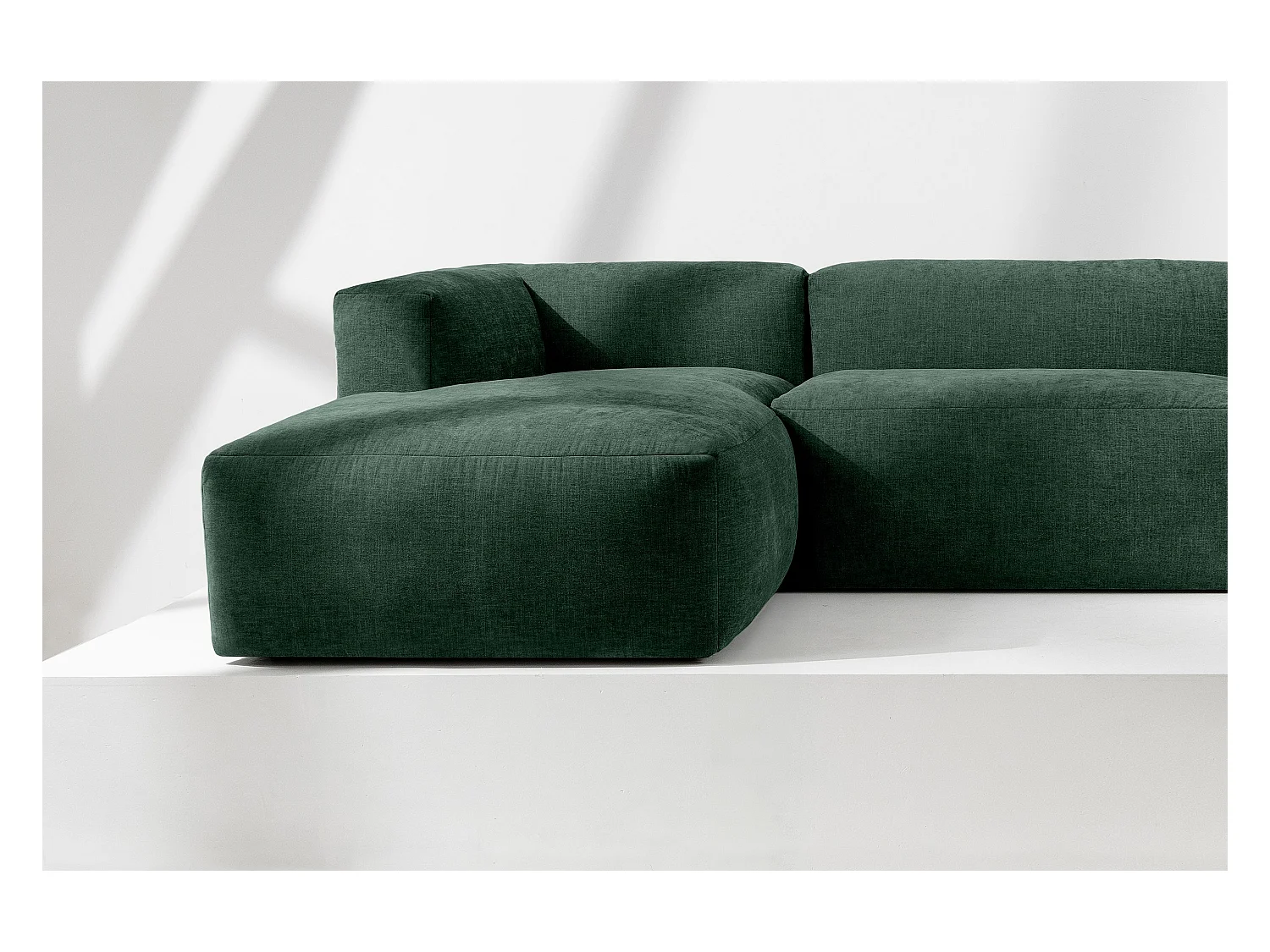 Ecksofa Links 3/4 Sitzer mit extrem weicher und bequemer Sitz - blau - BUFFO