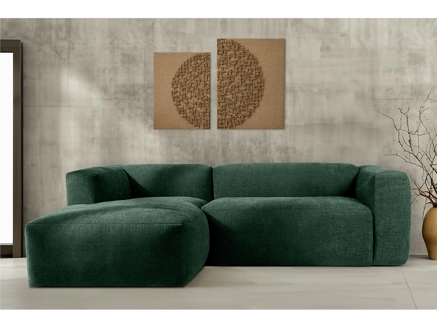 Ecksofa Links 3/4 Sitzer mit extrem weicher und bequemer Sitz - blau - BUFFO