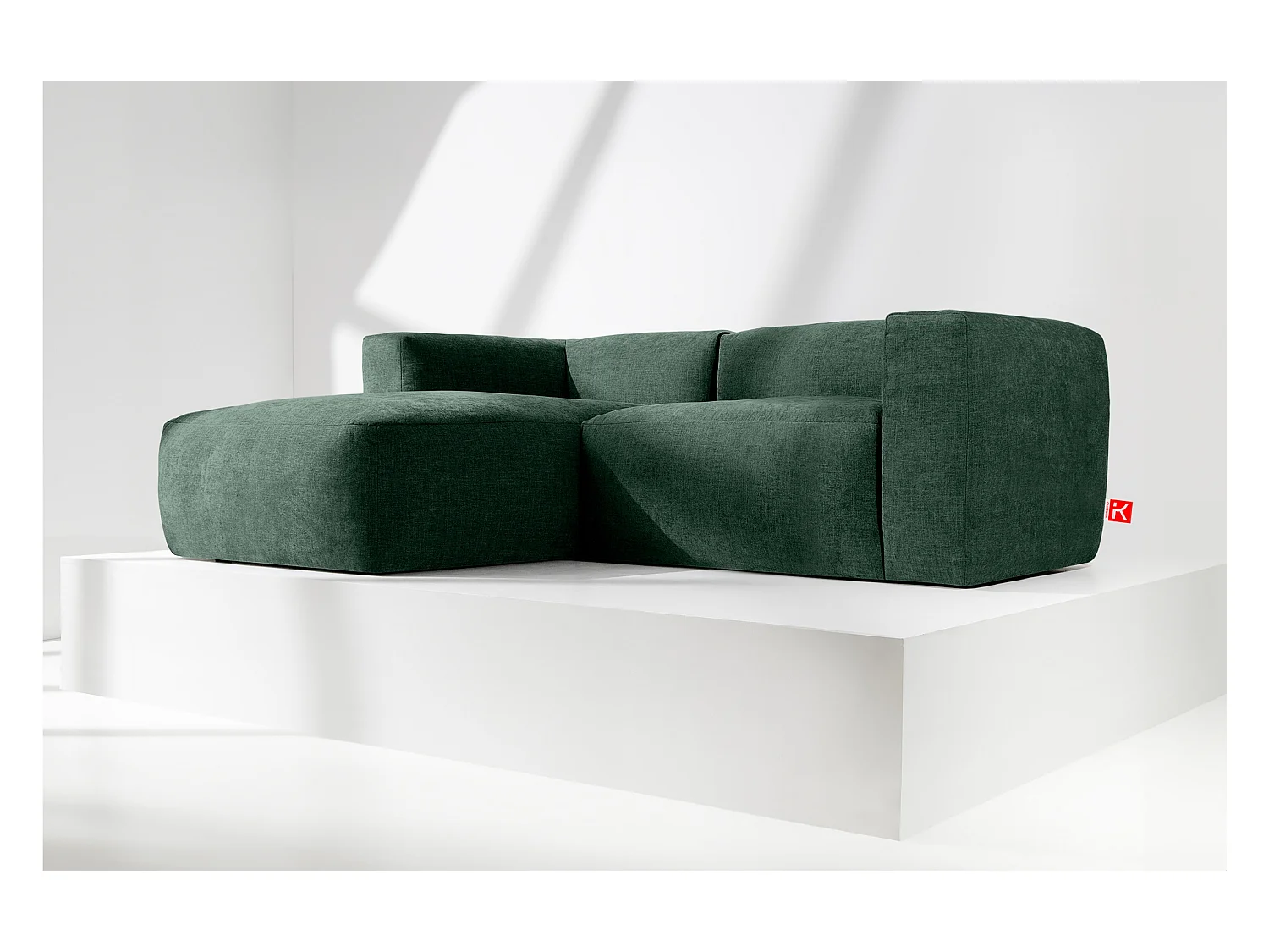 Canapé d'angle gauche 3/4 places avec assise extrêmement moelleuse et confortable - bleu - BUFFO