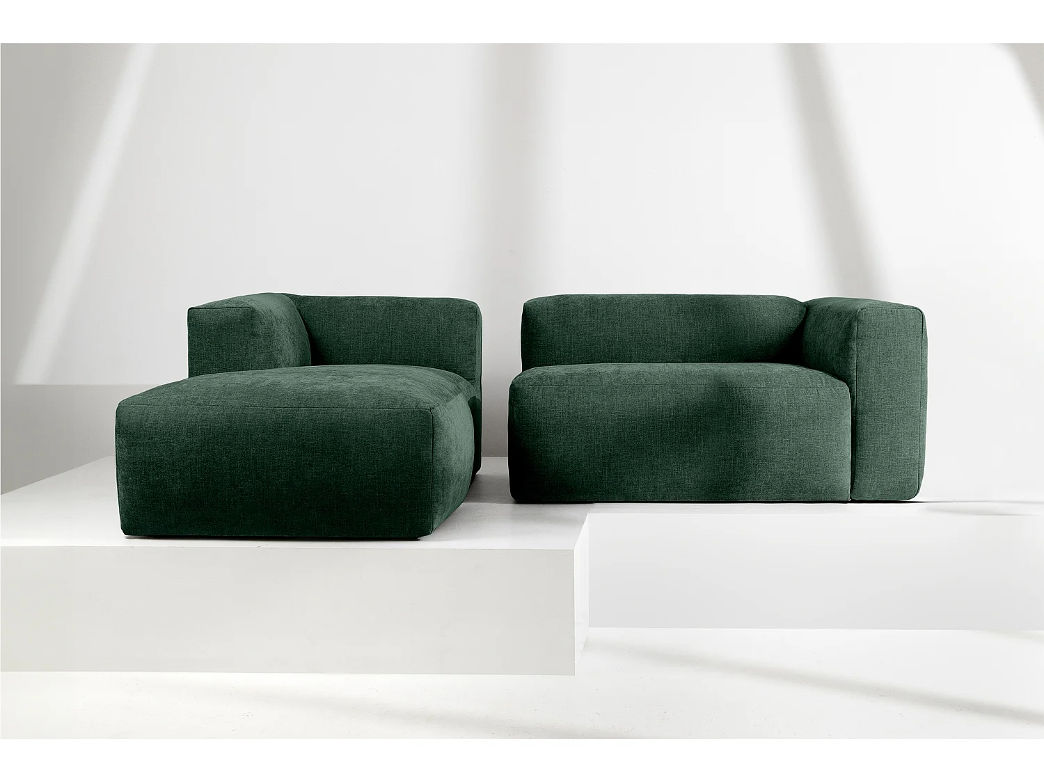 Canapé d'angle gauche 3/4 places avec assise extrêmement moelleuse et confortable - bleu - BUFFO